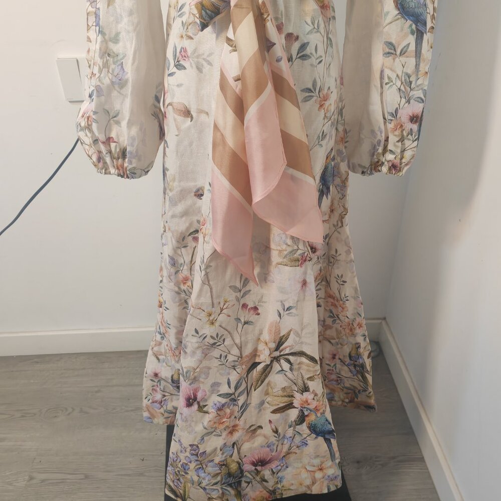 Zimmermann Rebellious style white floral long-sleeved midi dress - Picture 9 of 11